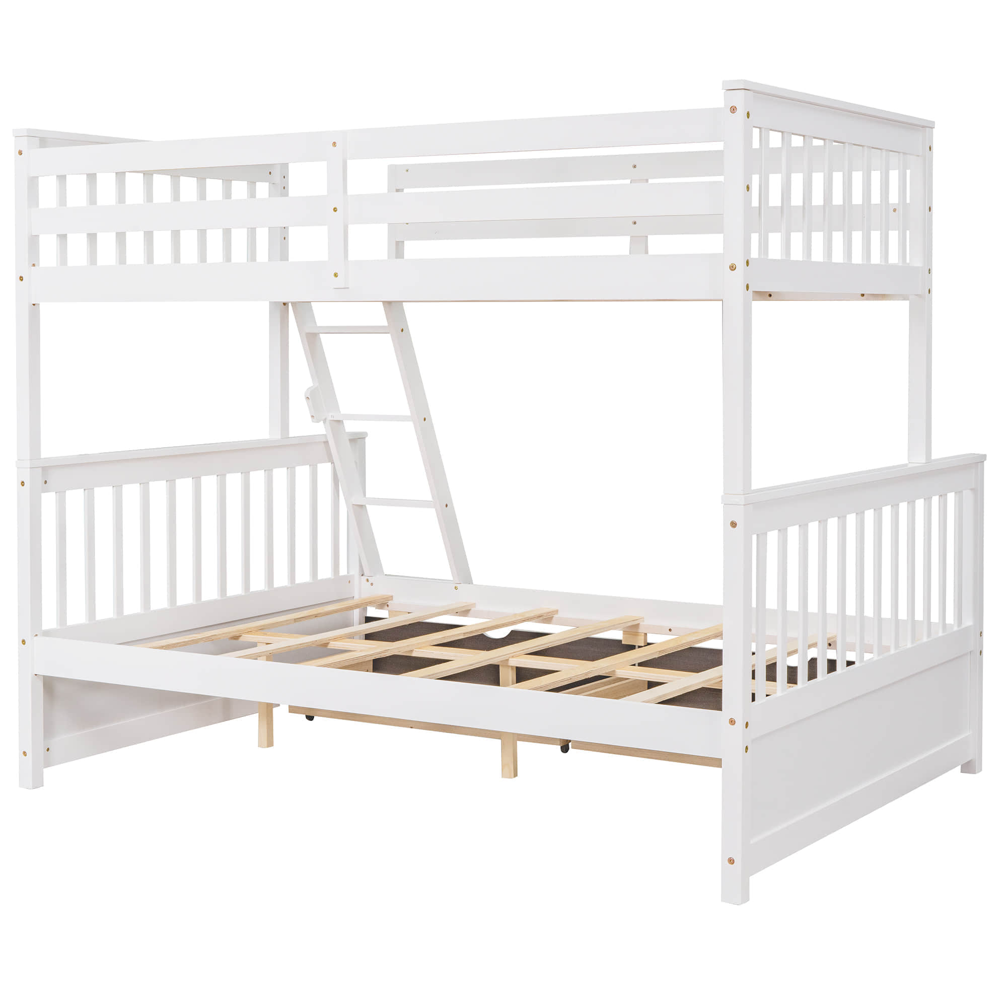 Wooden Classic Twin Over Full Bunk Bed with Ladder and Storage Drawers