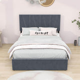 Upholstered Full Size Platform Bed with Headboard and Storage - [4 Drawers, Velvet]