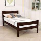 Kids Twin Wooden Platform Bed with Headboard