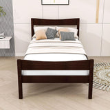 Kids Twin Wooden Platform Bed with Headboard