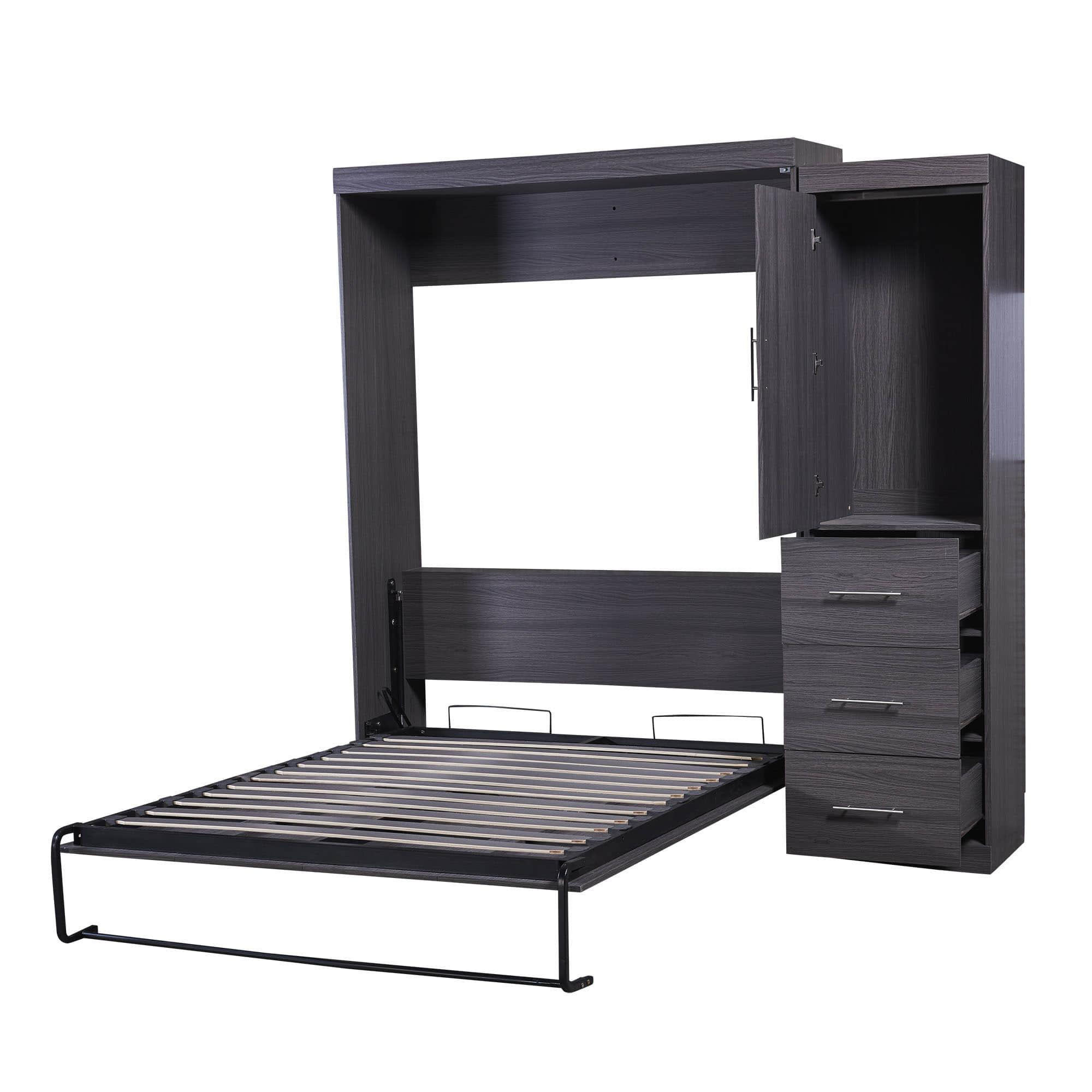 Vintage Full Size Murphy Bed Cabinet with Storage - [Wardrobe, Drawers]