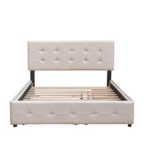 Upholstered Queen Size Platform Bed with Storage and Twin XL Trundle - [Headboard]