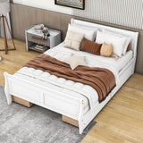 Wood Full Size Sleigh Bed Frame with Headboard and Storage Drawers