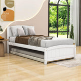 Twin Platform Bed Frame with Twin Trundle and Headboard