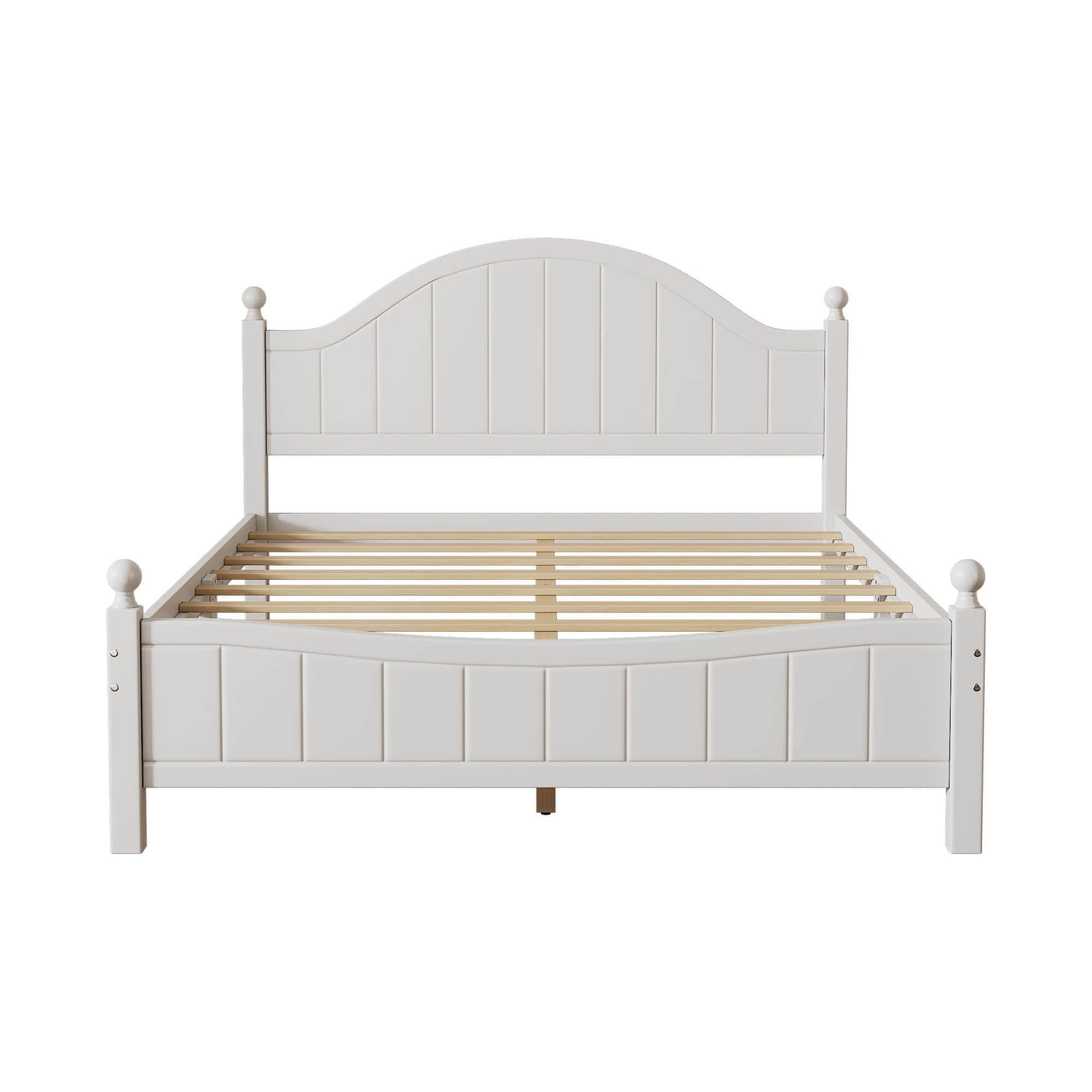 Traditional Queen Size Solid Wood Platform Bed Frame with Headboard