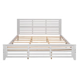 Wooden King Size Platform Bed with Open-Frame Headboard