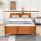 Wooden Queen Size Sleigh Bed with Headboard and Footboard