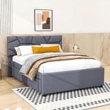 Full Size Upholstered Platform Bed with Trundle and Storage - [Drawers, Linen]