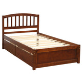 Twin Platform Bed Frame with Storage and Headboard - [Wood, Drawers]