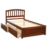 Twin Platform Bed Frame with Storage and Headboard - [Wood, Drawers]