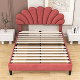 Modern Queen Size Velvet Upholstered Platform Bed Frame with Headboard