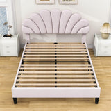 Modern Queen Size Velvet Upholstered Platform Bed Frame with Headboard