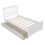 Wood Kids Storage Bed Frame with Headboard and Drawers