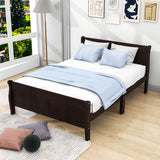 Wooden Full Size Platform Bed with Headboard - [Sleigh]