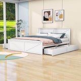 Wooden King Size Platform Bed with Storage and Headboard - [Drawers]