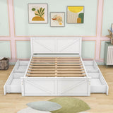 Queen Size Wooden Platform Bed with Headboard and Storage - [Drawers]