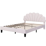 Modern Queen Size Velvet Upholstered Platform Bed Frame with Headboard