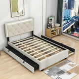 Full Velvet Upholstered Platform Bed Frame with Twin Trundle and Storage