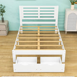 Wood Full Size Platform Bed Frame with Headboard and Storage