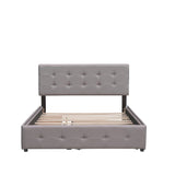 Upholstered Queen Size Platform Bed with Storage and Twin XL Trundle - [Headboard]