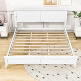 Mid-Century Modern Solid Wood King Size Platform Bed with Headboard