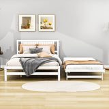 Full Size Platform Bed with Pop Up Trundle and Headboard - [Wood]