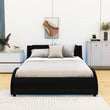 Modern Queen Upholstered Platform Bed Frame with Headboard and Lights