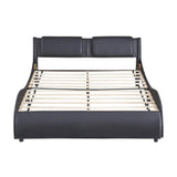 Modern Queen Upholstered Platform Bed Frame with Headboard and Lights