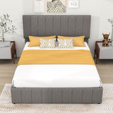 Modern Queen Upholstered Bed Frame with Storage - Hydraulic Lift System