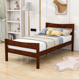 Kids Twin Wooden Platform Bed with Headboard