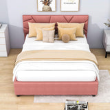 Queen Upholstered Platform Bed Frame with Headboard, Under Bed Storage