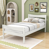 Kids Twin Wooden Platform Bed with Headboard