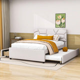 Full Size Upholstered Platform Bed with Trundle and Storage - [Drawers, Linen]