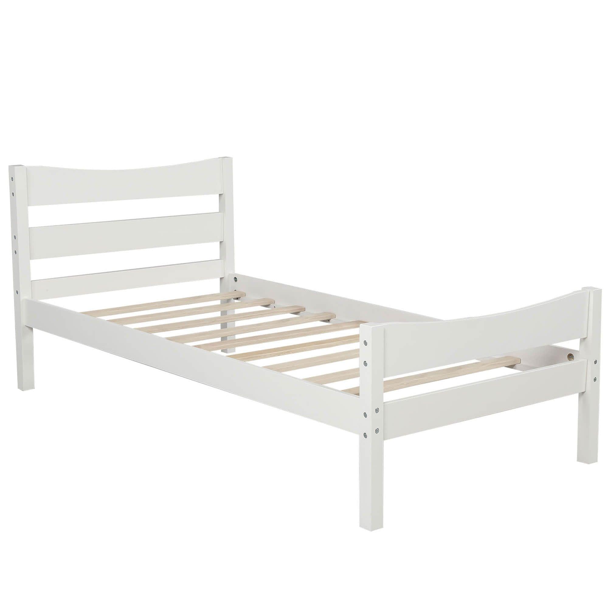 Kids Twin Wooden Platform Bed with Headboard