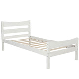 Kids Twin Wooden Platform Bed with Headboard