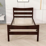 Kids Twin Wooden Platform Bed with Headboard