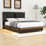 Modern Full Size Upholstered Platform Bed Frame with Headboard LED Lights