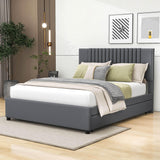 Upholstered Full Size Platform Bed Frame with Storage and Twin Trundle - [Drawers, Headboard]