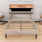 Mid-Century Modern Full Size Upholstered Platform Bed Frame with Storage