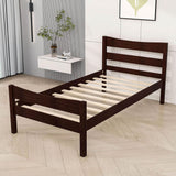 Kids Twin Wooden Platform Bed with Headboard