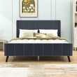 Modern Velvet Upholstered Queen Bed Frame with Wingback Headboard