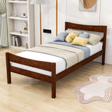 Kids Twin Wooden Platform Bed with Headboard