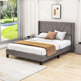 Queen Size Velvet Upholstered Platform Bed Frame with Headboard