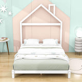 Low Full Size Wooden Toddler Bed with House-Shaped Headboard