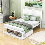 Wooden Full Size Platform Bed with Storage - [Drawers, Shelf]