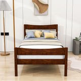 Kids Twin Wooden Platform Bed with Headboard