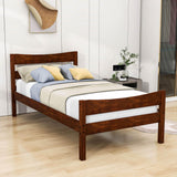 Kids Twin Wooden Platform Bed with Headboard