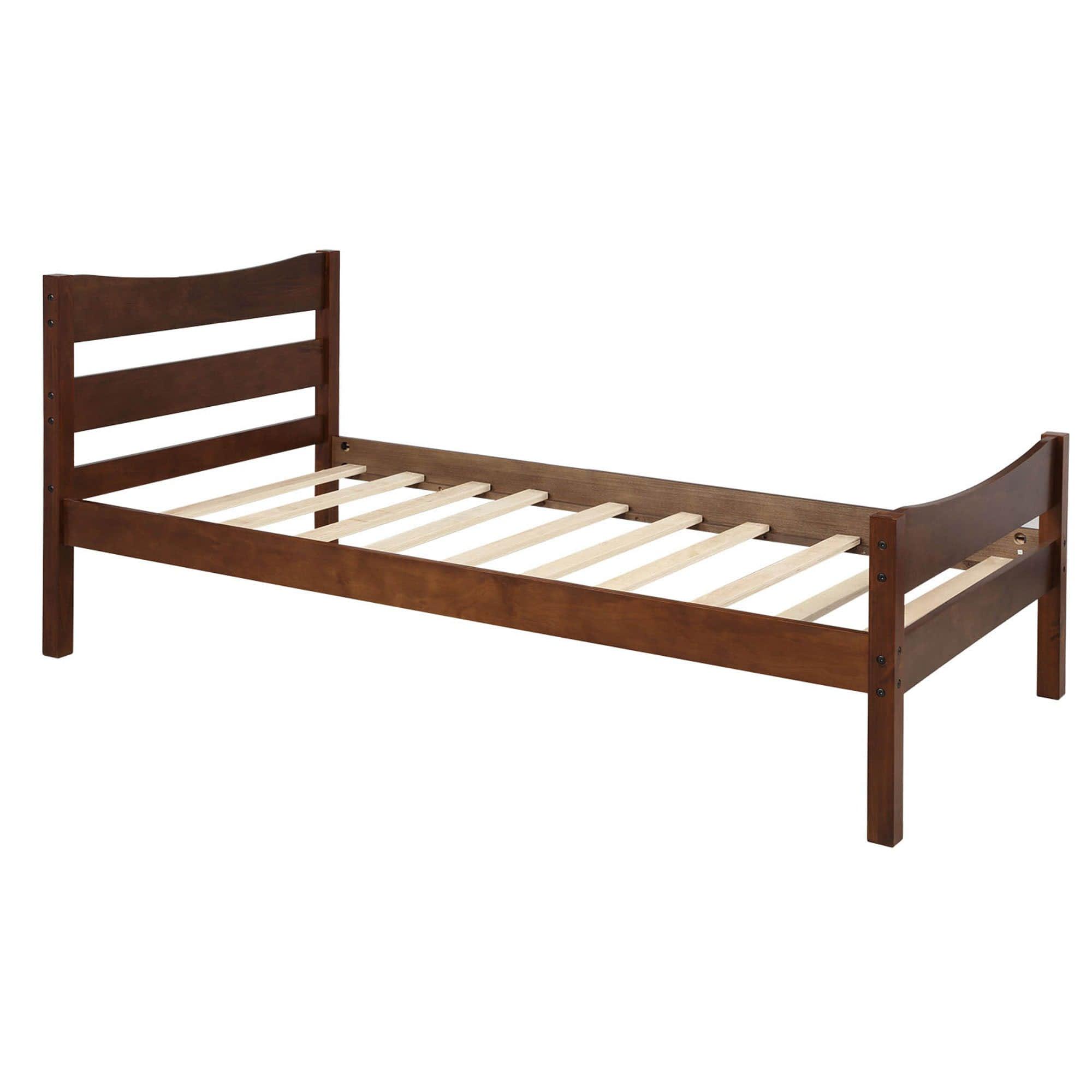 Kids Twin Wooden Platform Bed with Headboard