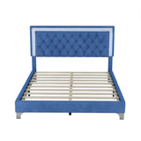 Modern Queen Size Upholstered Bed Frame with LED Lights and Headboard