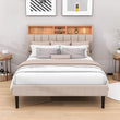 Mid-Century Modern Full Size Upholstered Platform Bed Frame with Storage